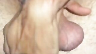 Muscular skinny guy self-fisting and cums in his ass