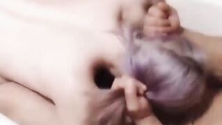 Cute Teen Deepthroat Cock Lover in the Bathroom