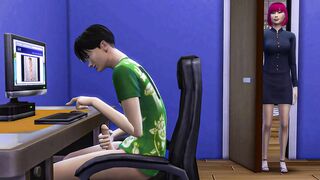 Japanese Milf Catches Her StepSon Masturbating In Front Of The