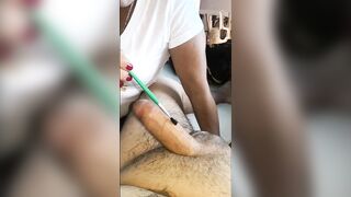 Premature ejaculation with brush (Paja Pintada)