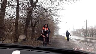 Flashing Twat into a Outdoors Place and Masturbating inside the Car -