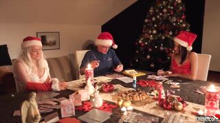 Xmas special hardcore banged!! for grandpa from 2 young girls