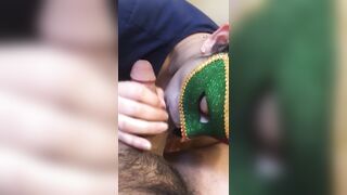 Wifey gives me a blowjob inside the restroom