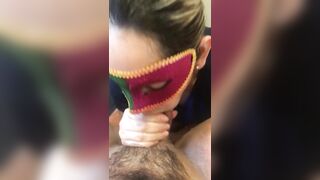Wifey gives me a blowjob inside the restroom