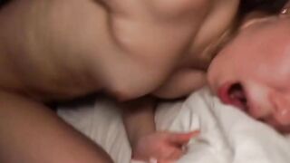 Waking her up with passionate ramming inside bed