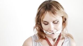 Blonde mistress get bound up and gave BLOWJOB