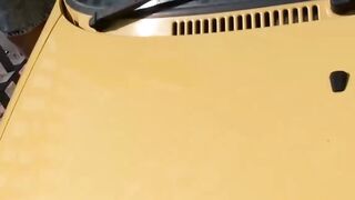 Sexsual blondie giving fellatio to mechanic