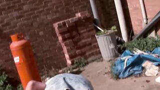 Sexsual blondie giving fellatio to mechanic