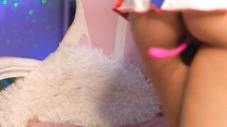 Blonde Babe Masturbating On Chair