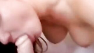 Big-Titted Cam Girl Plays with Dildo Before Deep-Throating