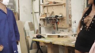 Brunettes fucking inside a shop
