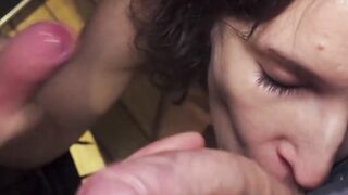 Amateur dark hair gets rammed by 2 men