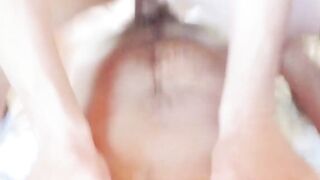 Hot dark haired sucking off penis