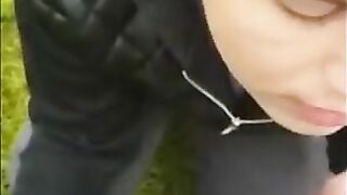 Twink Sucks Big Cock Outdoors and Swallows Cum