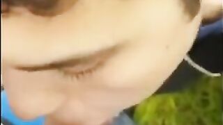 Twink Sucks Big Cock Outdoors and Swallows Cum