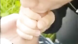Twink Sucks Big Cock Outdoors and Swallows Cum