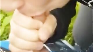 Twink Sucks Big Cock Outdoors and Swallows Cum