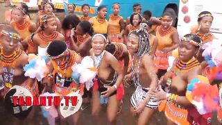 Long Titties topless South Black Zulu girls during Reed Rance
