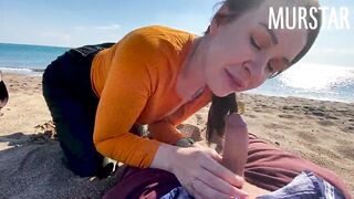 Outside beach blowjob