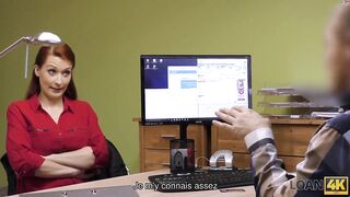 LOAN4K. Loan agent gets access to kinky hot snatch of red blowjob