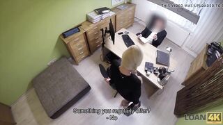 LOAN4K. Smart young chick comes to loan office with cunt