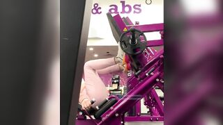 Cute 19 yo Year Older Leg Press Into Pink Tight Leggings