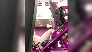 Cute 19 yo Year Older Leg Press Into Pink Tight Leggings