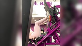 Cute 19 yo Year Older Leg Press Into Pink Tight Leggings