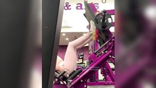 Cute 19 yo Year Older Leg Press Into Pink Tight Leggings