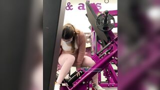 Cute 19 yo Year Older Leg Press Into Pink Tight Leggings