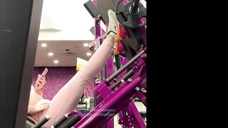 Cute 19 yo Year Older Leg Press Into Pink Tight Leggings