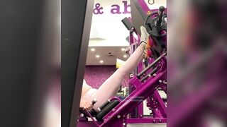 Cute 19 yo Year Older Leg Press Into Pink Tight Leggings