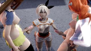 Pokemon - Futa three Way - Sonia x Rosa x Bea (3D