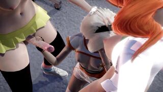 Pokemon - Futa three Way - Sonia x Rosa x Bea (3D