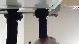 White thot deep throating her fat african dildo