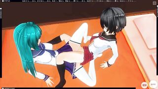 3D HENTAI Schoolgirls Lesbians Pounded with a Sex Dildo