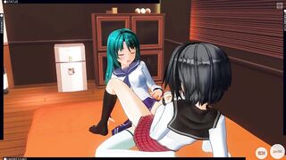 3D HENTAI Schoolgirls Lesbians Pounded with a Sex Dildo