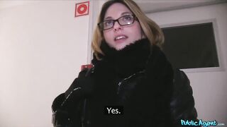 Outside Agent French goddess into Glasses Screwed on a Public