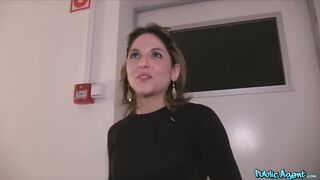 Outside Agent French goddess into Glasses Screwed on a Public