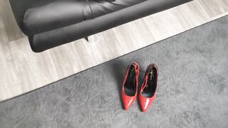 Cum inside Secretary Red LeoHigh Heels - Big SlowMo Cumload