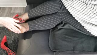 Cum inside Secretary Red LeoHigh Heels - Big SlowMo Cumload