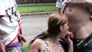 Incredible young pussy with mouth Alexis Crystal or Anouk OUTSIDE sex