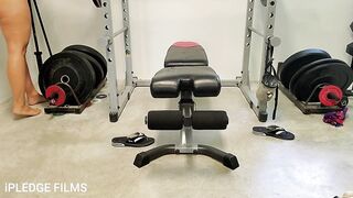 Fit mom Teases you while doing her Chest Work Out. Cum Bench