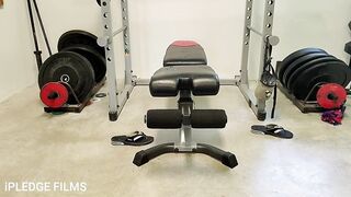 Fit mom Teases you while doing her Chest Work Out. Cum Bench