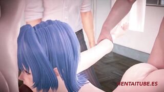 Evangelion Cartoon - Rei Ayanami is Fucked by their Classmates