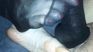 Amateur Devils Pedicure #61 African Nylon Socks Turf Job with Cum into