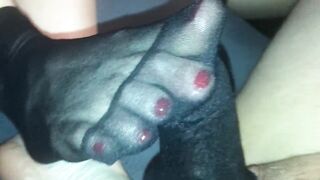 Amateur Devils Pedicure #61 African Nylon Socks Turf Job with Cum into