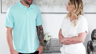 NURU RUBS - Beauty Masseuse Riley Reign Takes Care How Sore Muscle By Fucking His Client's Penis