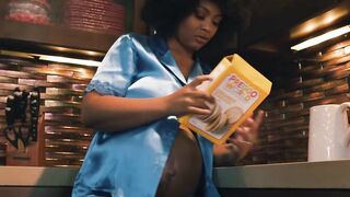 Black pregnant woman fucked in kitchen!