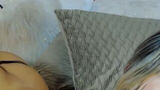 Horny Slut Babe Rubbing with Her Shaved Pussy